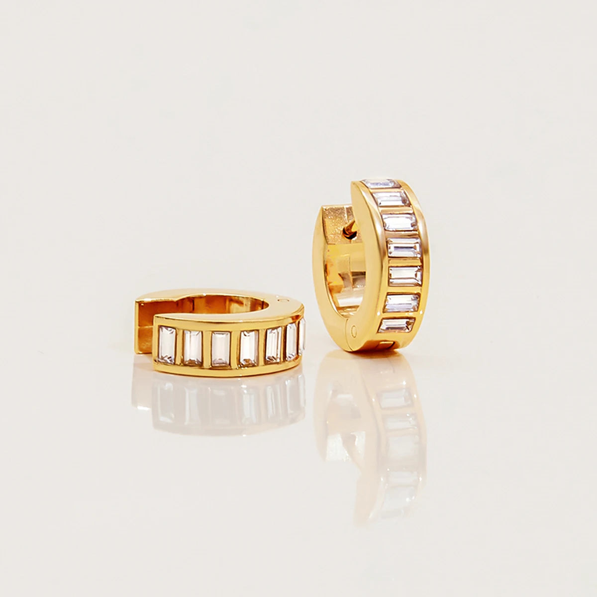 CZ Row Hoops Earrings