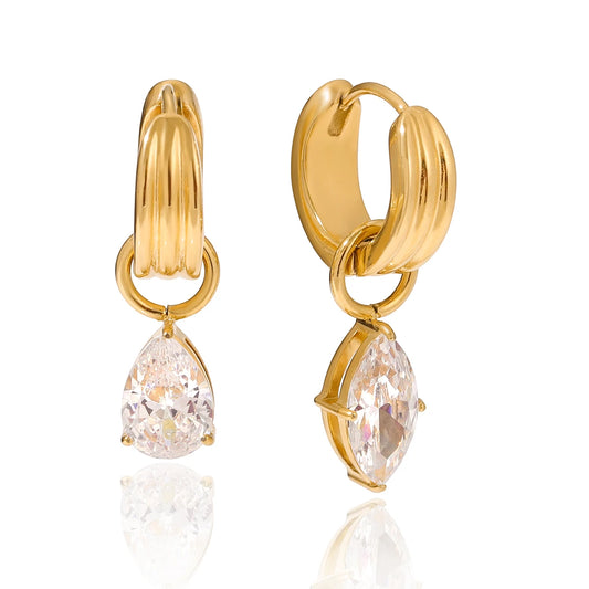 Crystal Drop Hoop Earrings