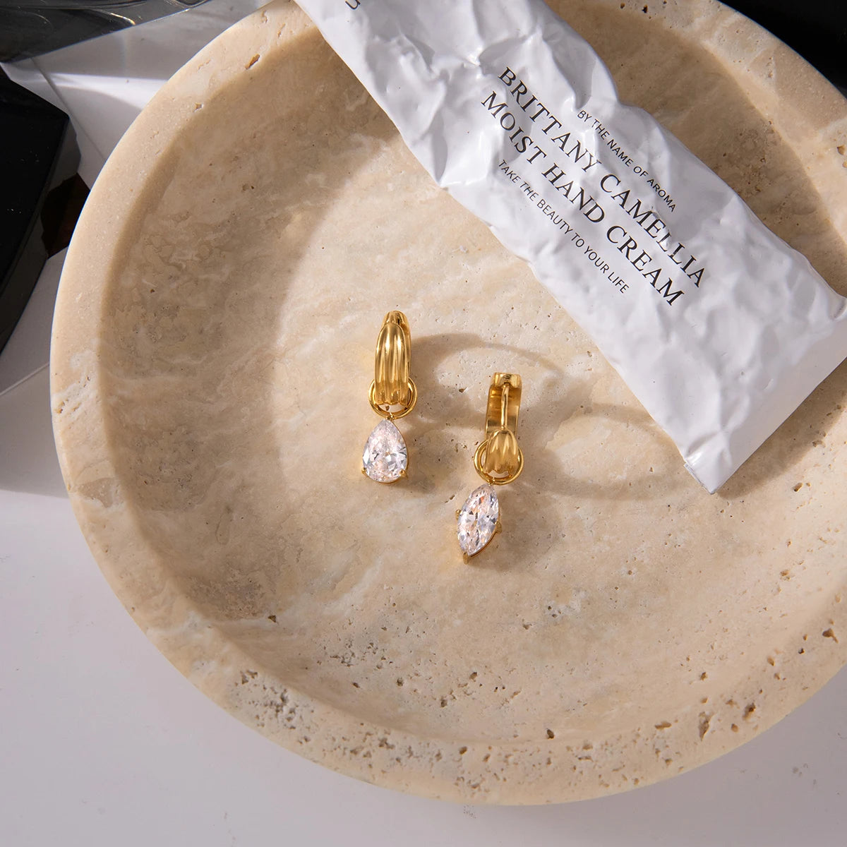 Crystal Drop Hoop Earrings