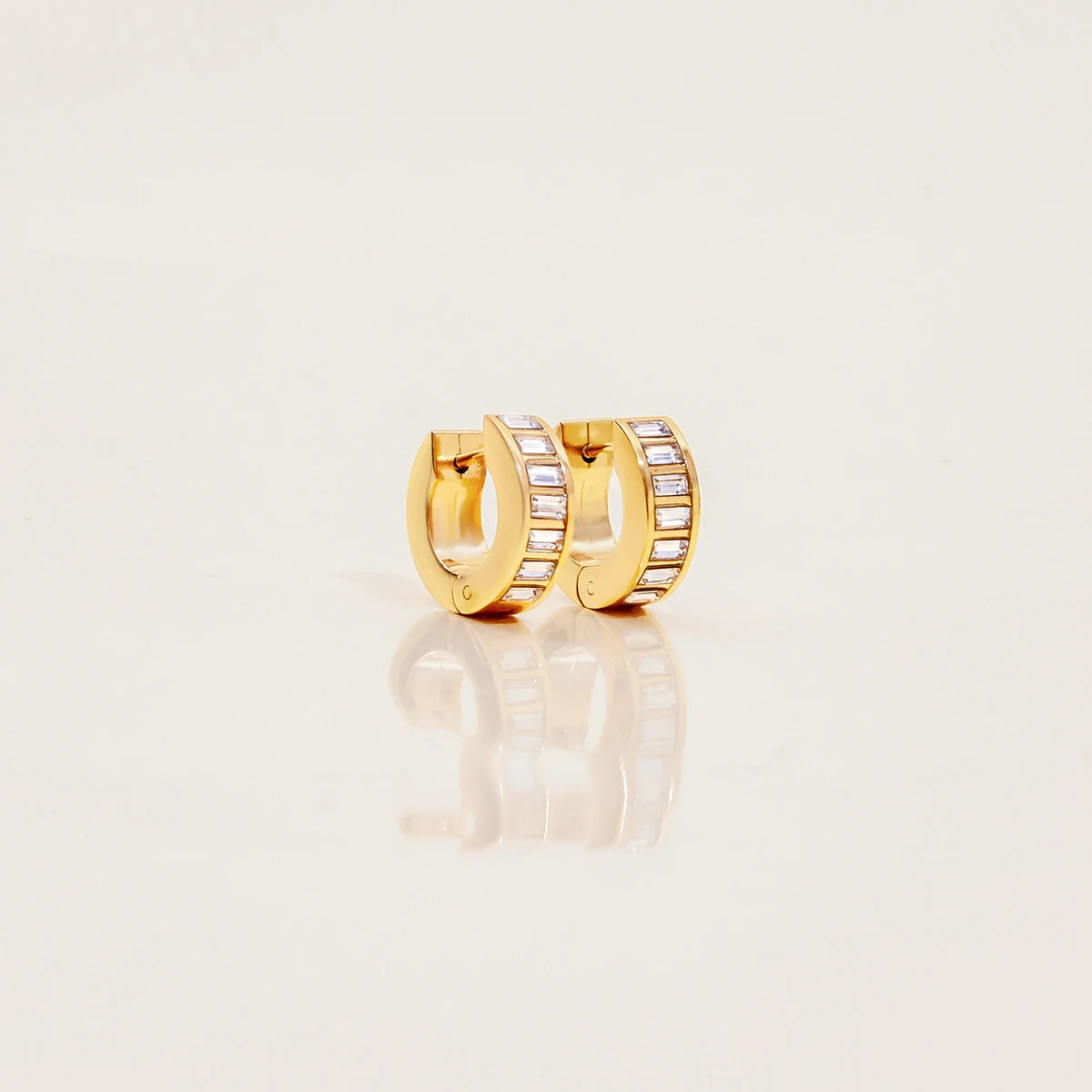 CZ Row Hoops Earrings