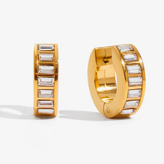 CZ Row Hoops Earrings