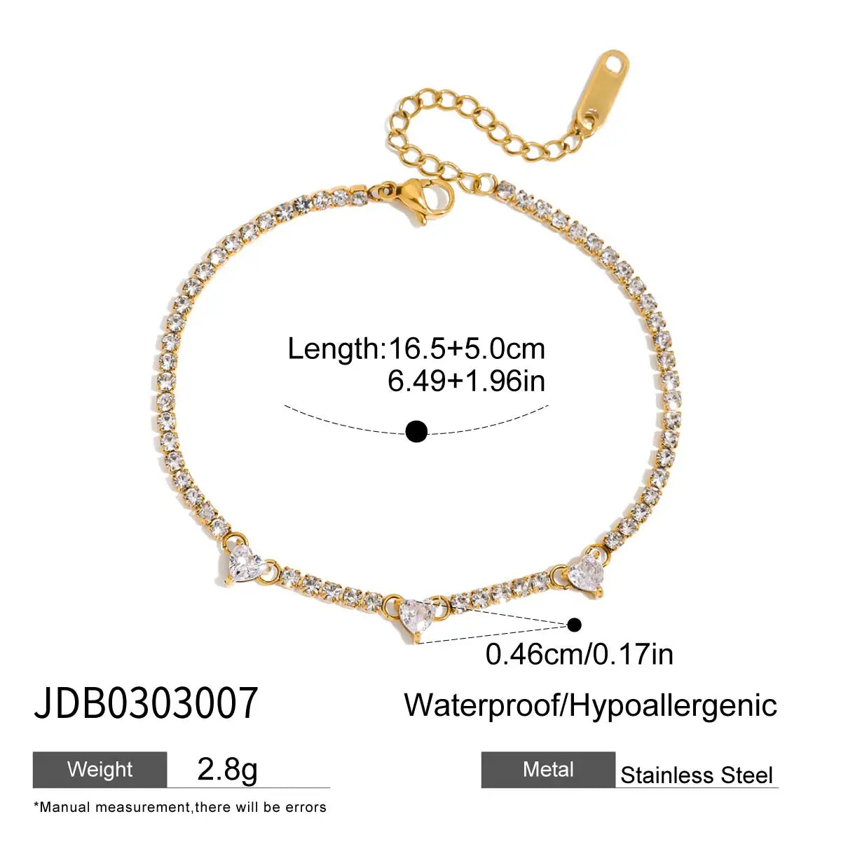 CZ Heart Bracelet
