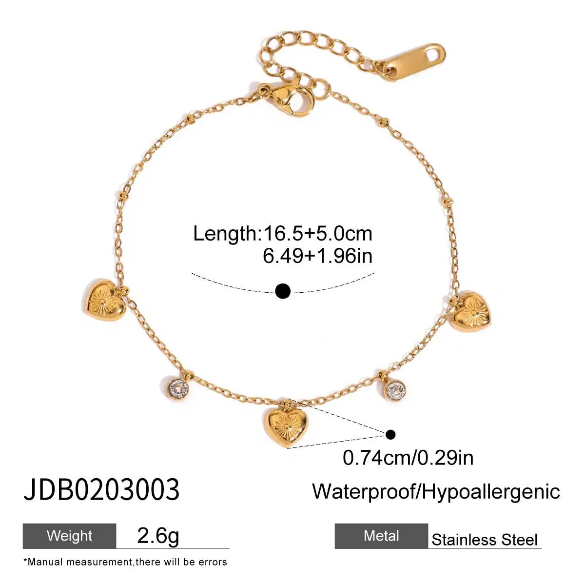 CZ Heart Bracelet