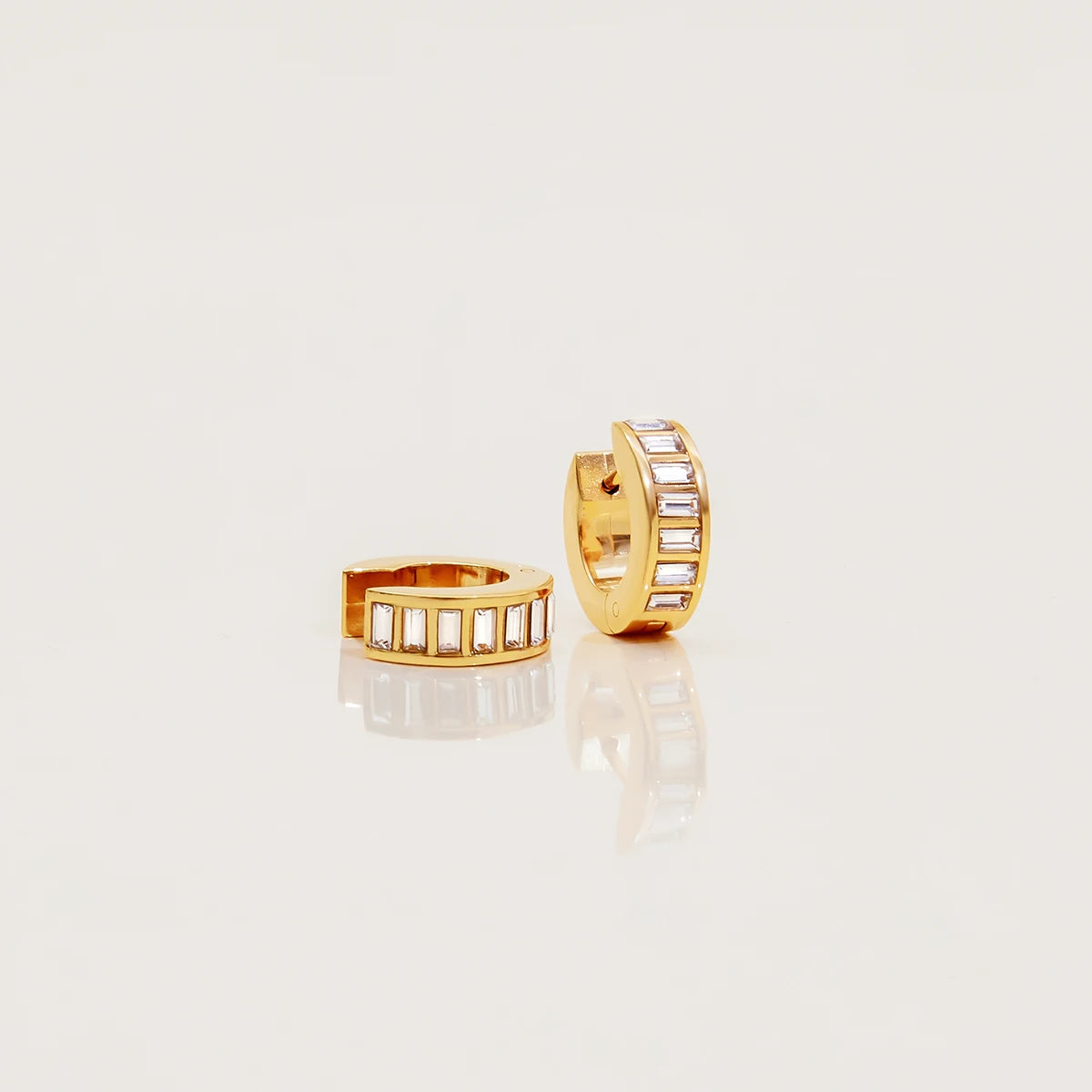 CZ Row Hoops Earrings