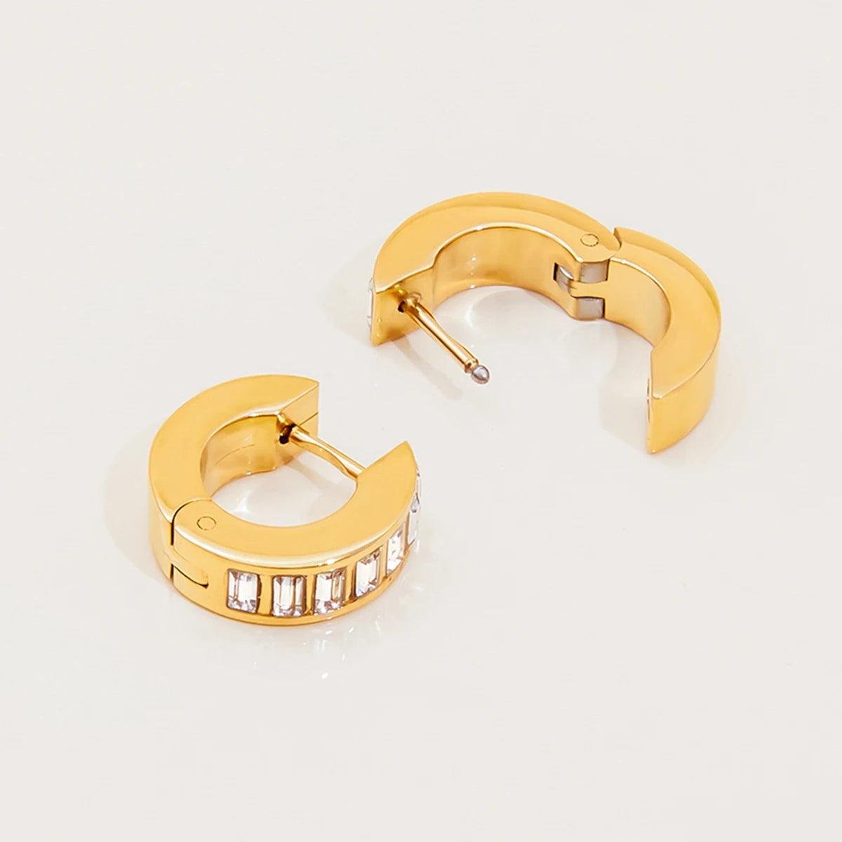 CZ Row Hoops Earrings