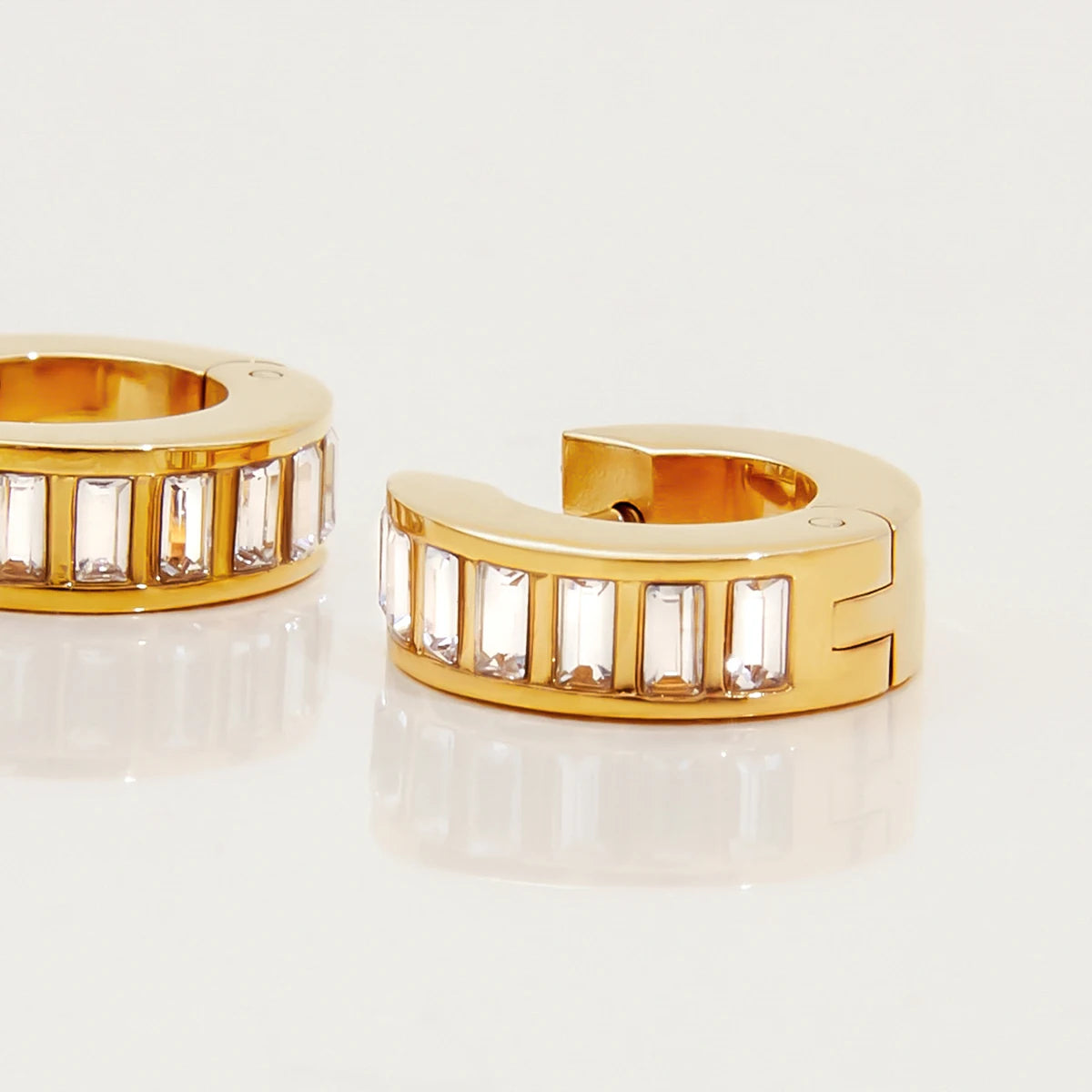 CZ Row Hoops Earrings