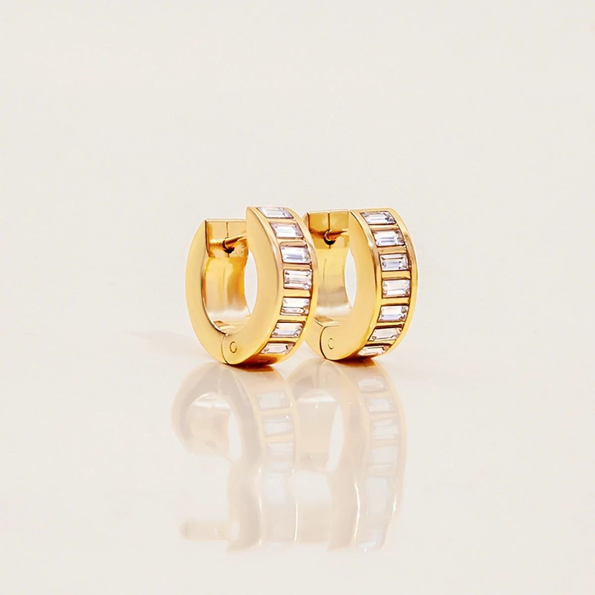 CZ Row Hoops Earrings