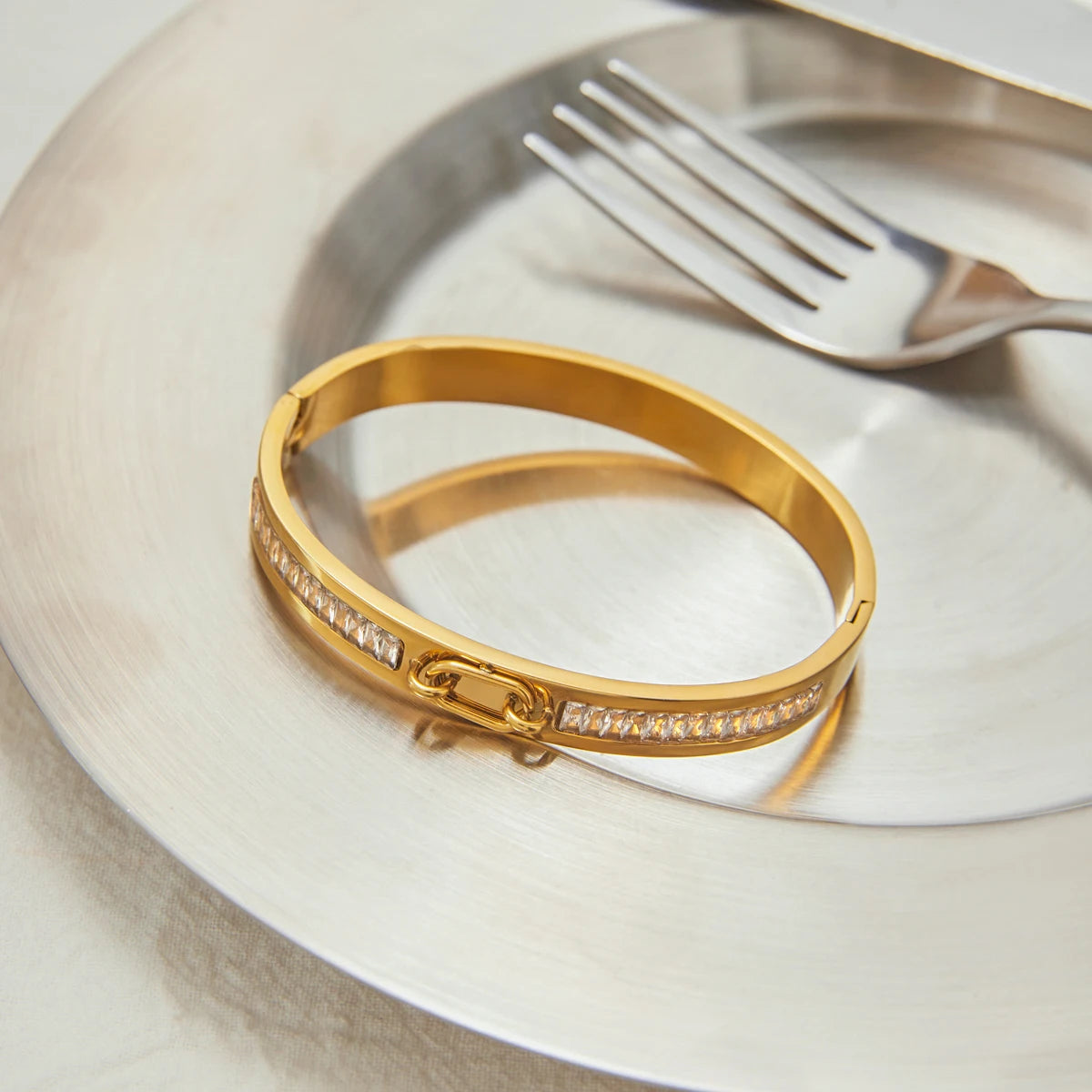 Crystal Ridge Gold Bangle